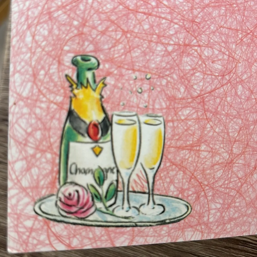 Leanin’ Tree Cards Anniversary Cute Vintage Love Voila Champagne Roses Valentine